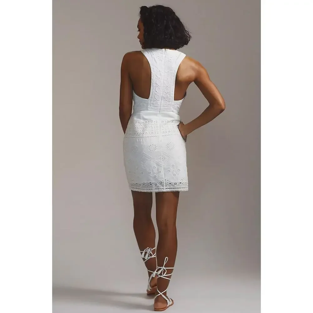 Anthropologie Maeve Eyelet Halter Dress Size 14 - Picture 4 of 7